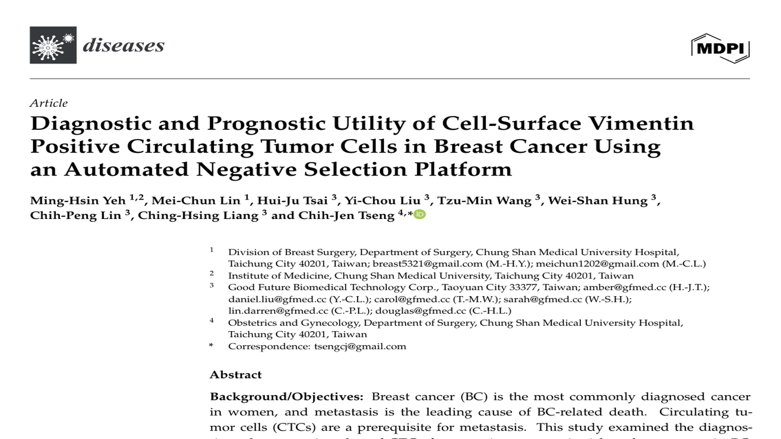 乳癌 CTC 研究論文縮圖